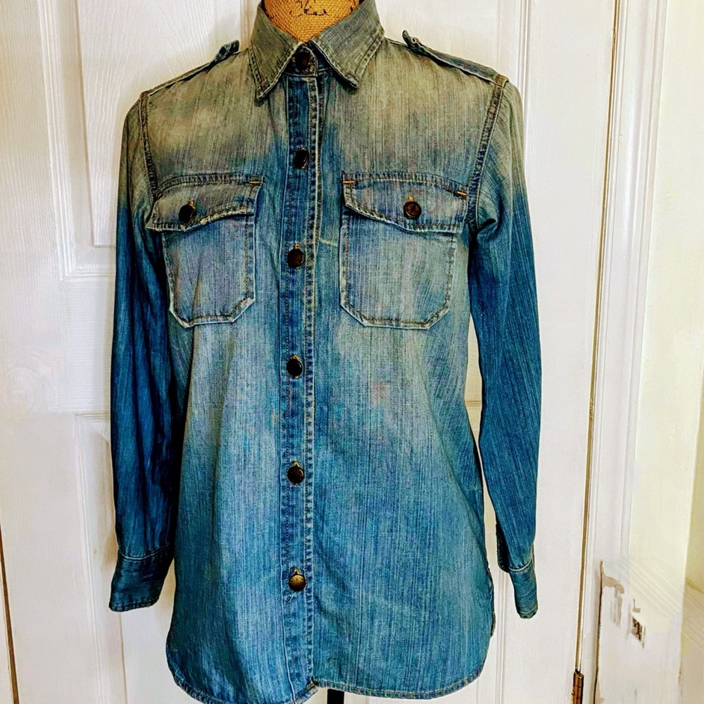 Current Elliott military style denim shirt